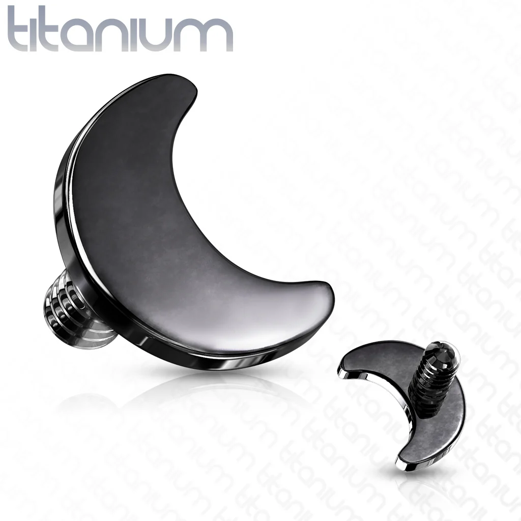 Titanium Flat Crescent Moon Top for Lip Eyebrow Dermal - Image 3