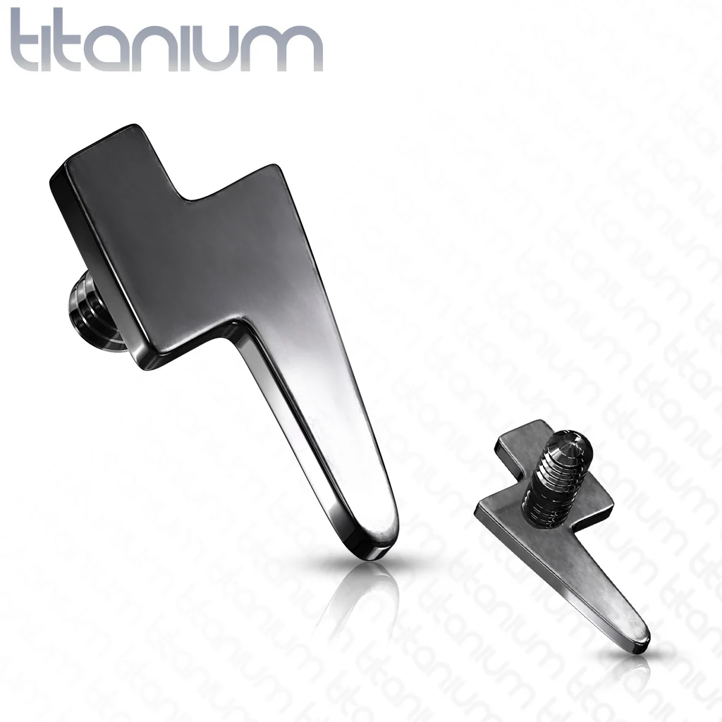 Titanium Flat Lightening Bolt Top for Lip Eyebrow Dermal - Image 3