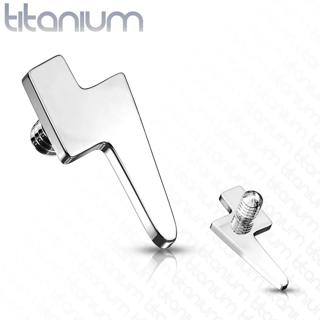 Titanium Flat Lightening Bolt Top for Lip Eyebrow Dermal - Image 4