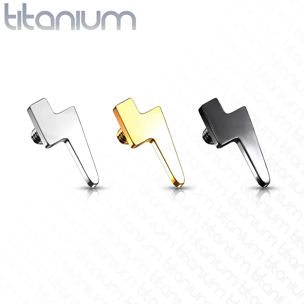 Titanium Flat Lightening Bolt Top for Lip Eyebrow Dermal - Image 5