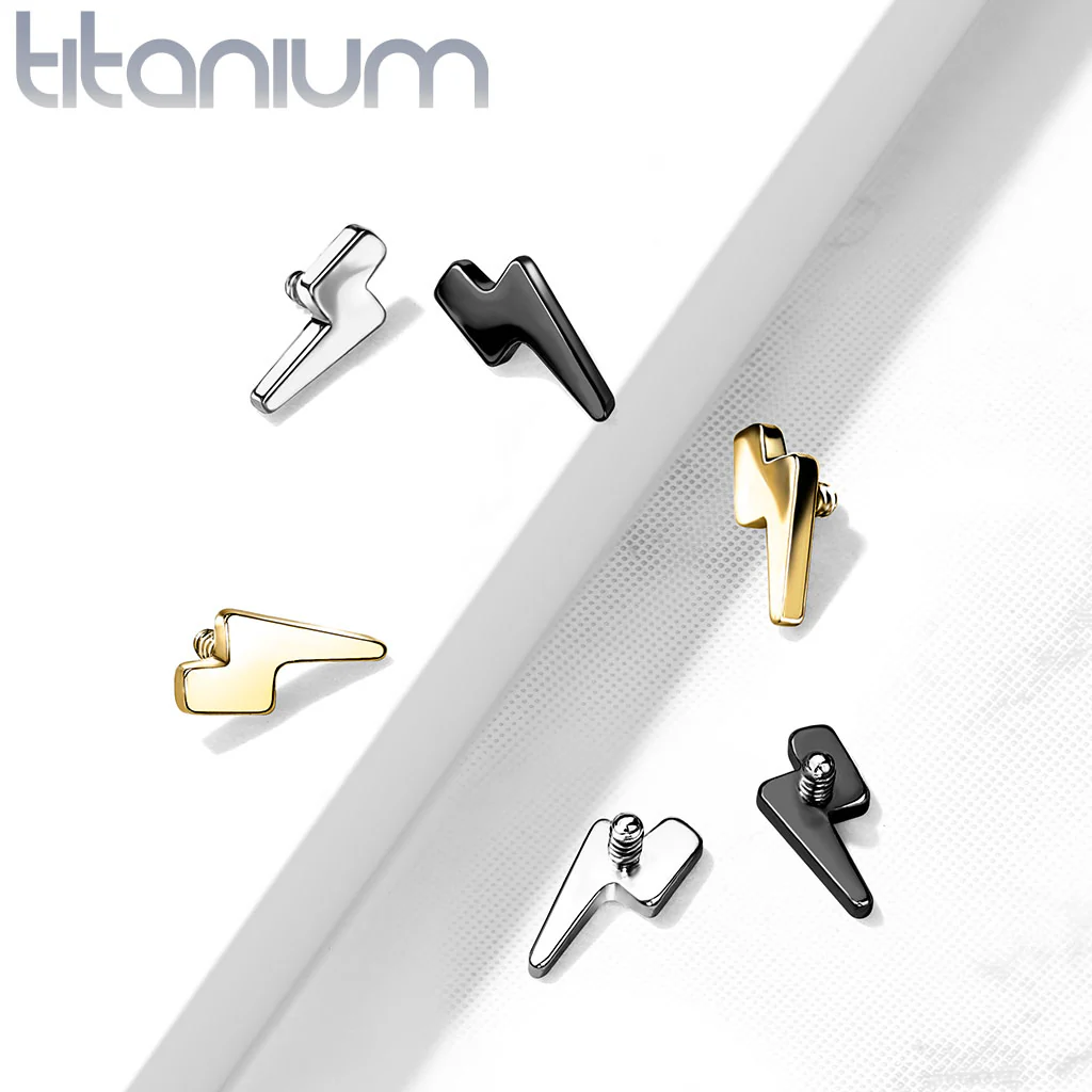 Titanium Flat Lightening Bolt Top for Lip Eyebrow Dermal - Image 6