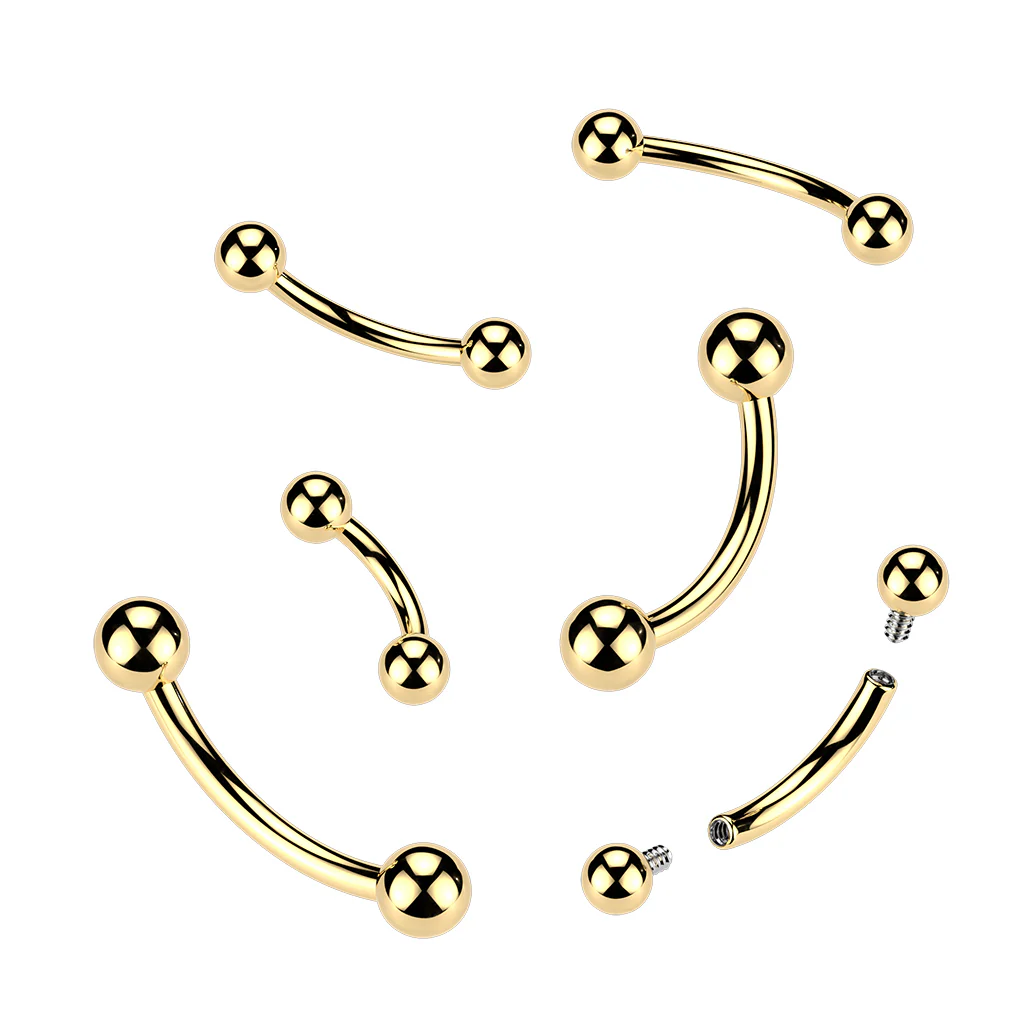 Titanium Gold Vertical Hood Piercing Curved Barbell 14G