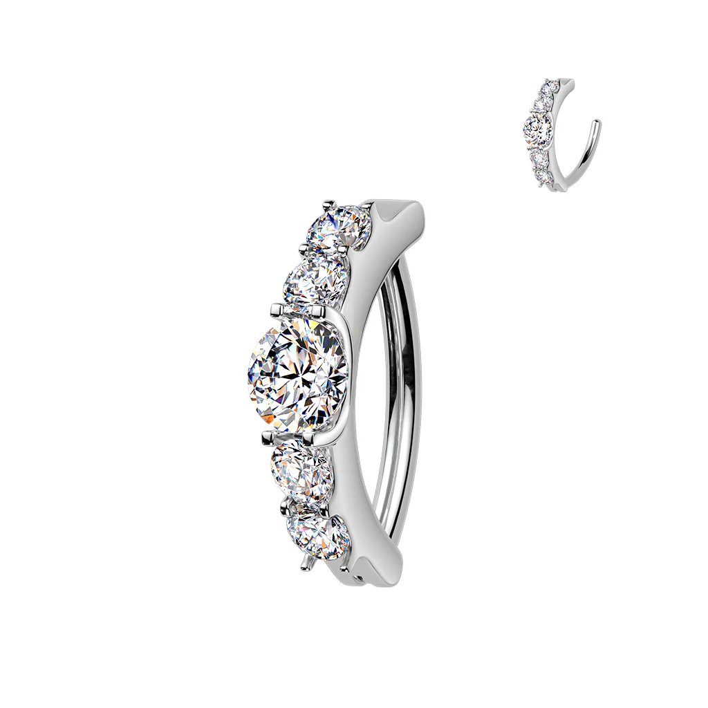 Titanium Hinged Clicker Hoop Moissanite Belly Button Ring - Image 2