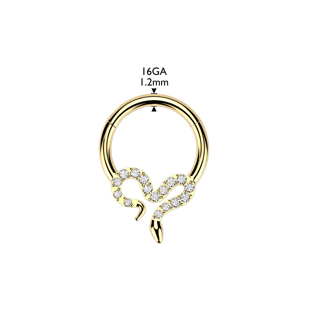 Titanium Hinged CZ Slithering Snake Segment Hoop Ring Daith Septum Cartilage - Image 6
