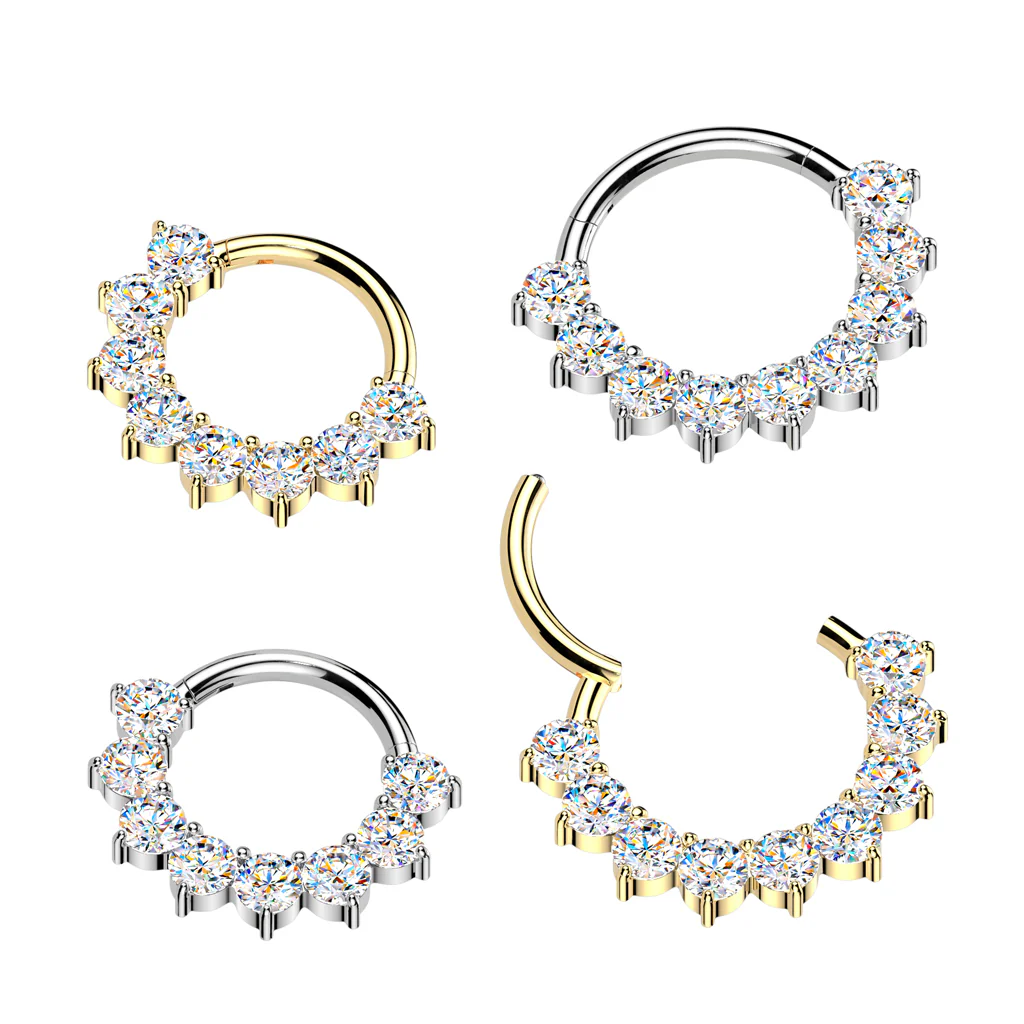 Titanium Hinged Facing Prong Moissanite Segment Hoop Ring Daith Septum Cartilage - Image 2