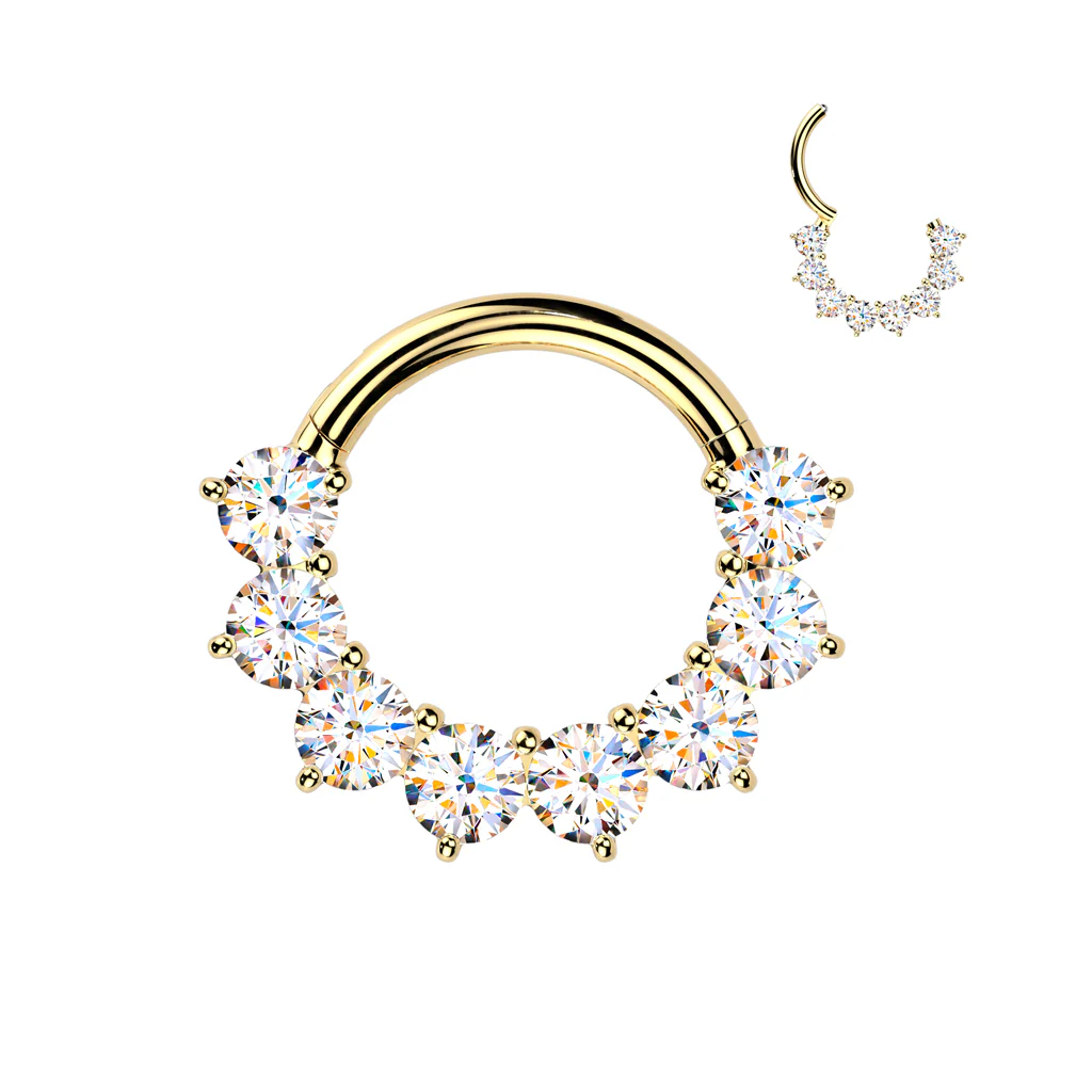 Titanium Hinged Facing Prong Moissanite Segment Hoop Ring Daith Septum Cartilage - Image 6