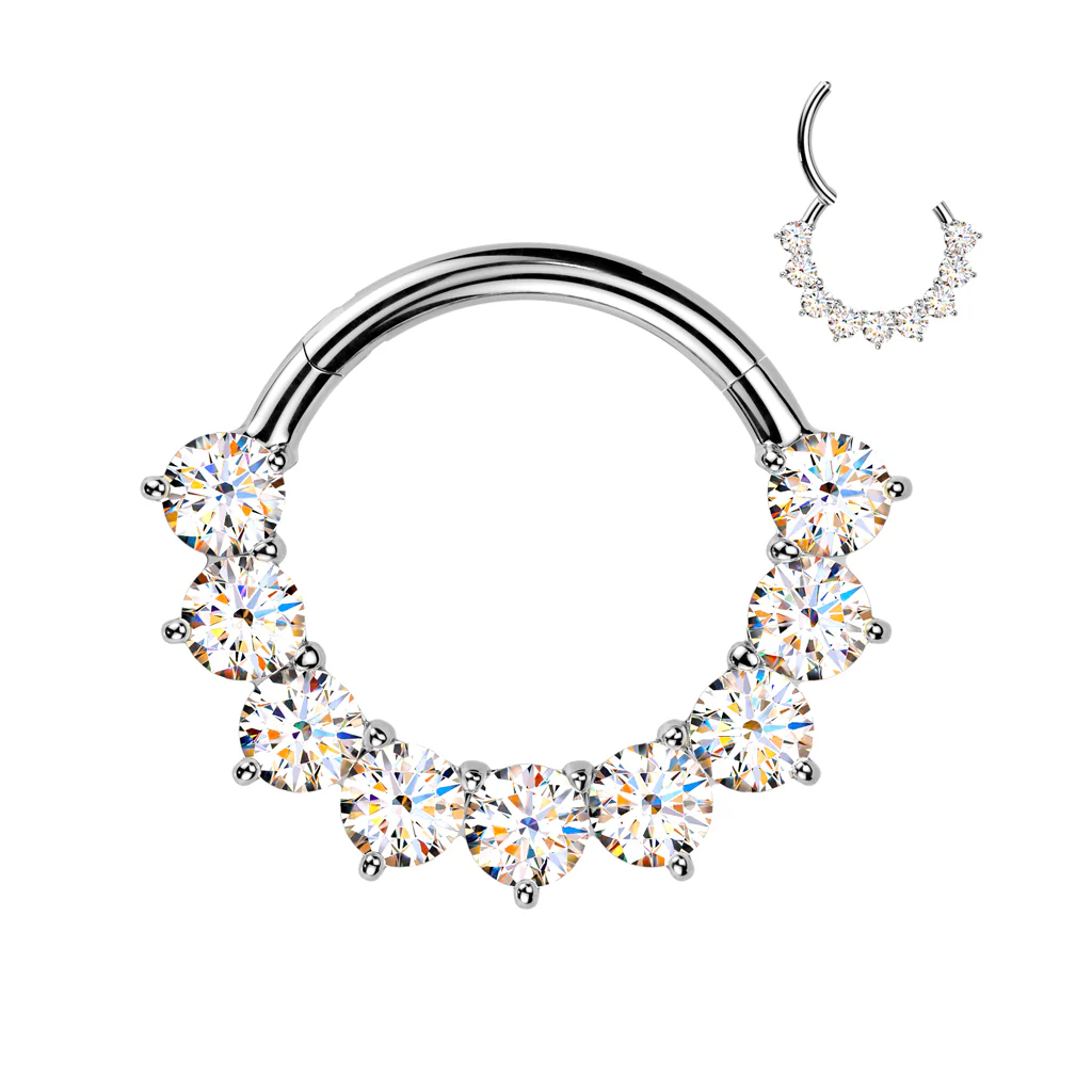 Titanium Hinged Facing Prong Moissanite Segment Hoop Ring Daith Septum Cartilage - Image 8