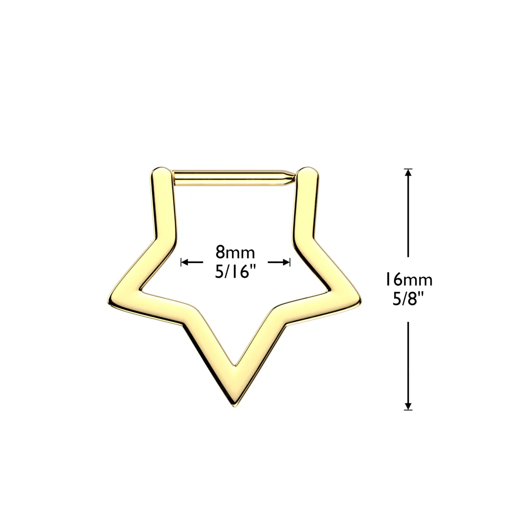 Titanium Hinged Hollow Star Segment Hoop Ring for Daith Lobe Helix - Image 2