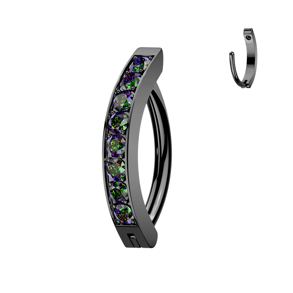 Titanium Hinged Hood With 2mm CNC Set CZ Belly Button Ring