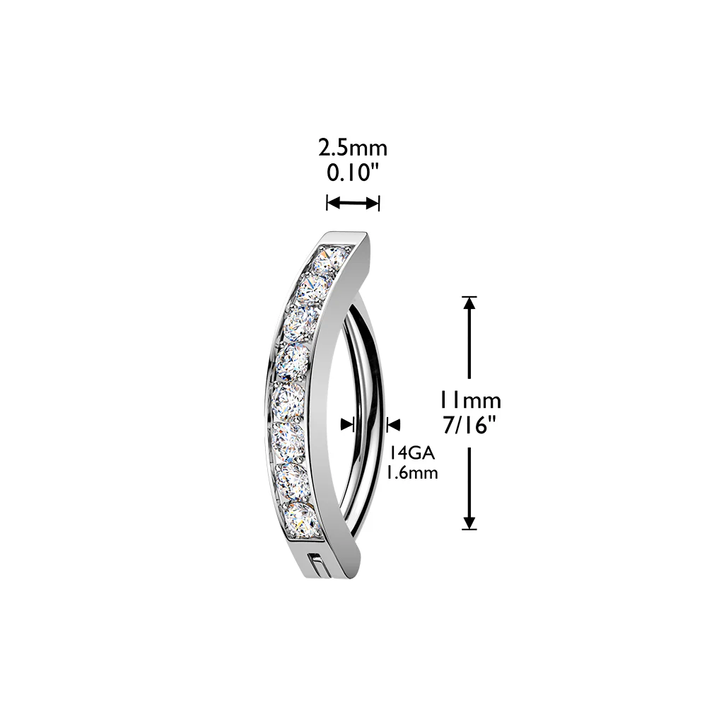 Titanium Hinged Hood With 2mm CNC Set CZ Belly Button Ring - Image 4