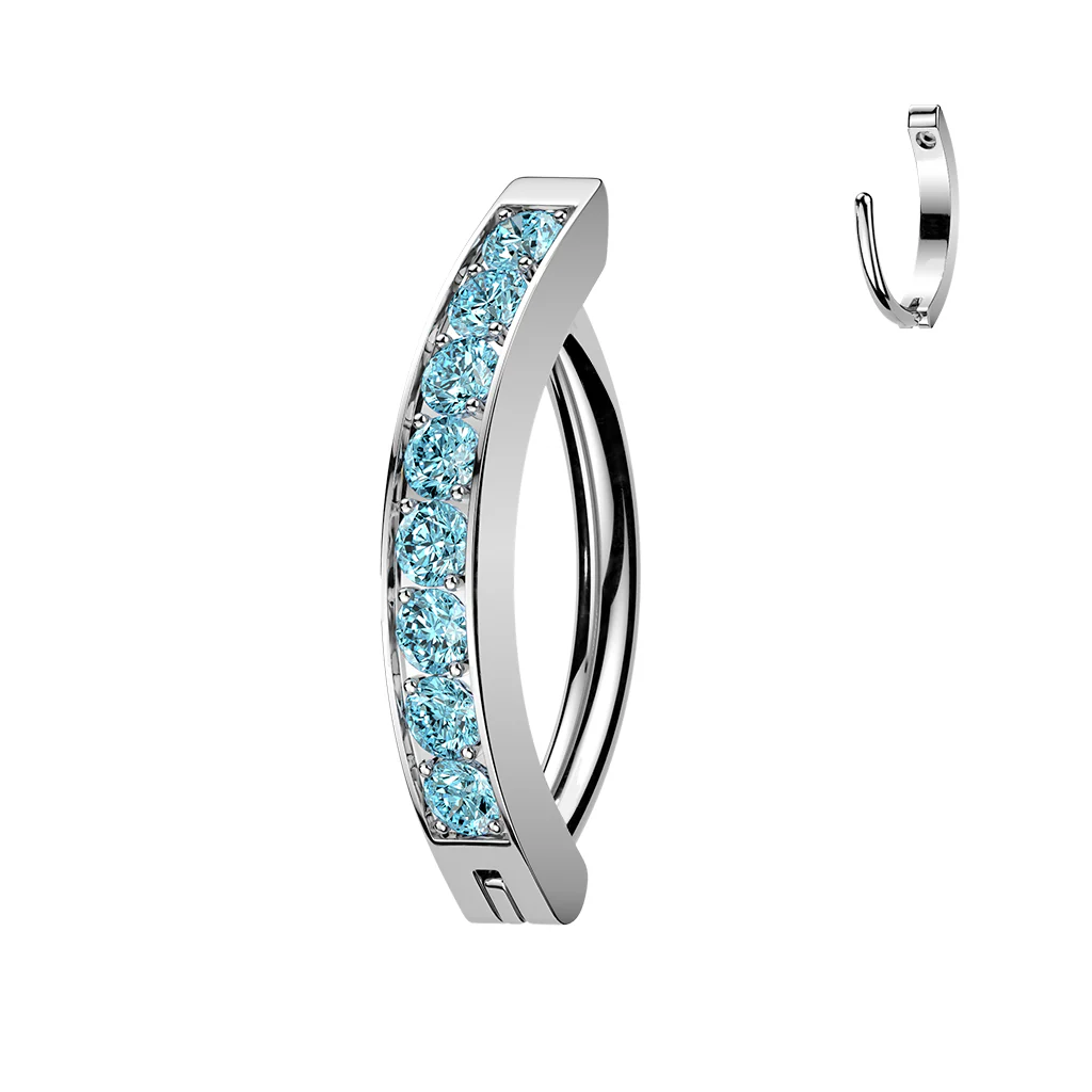 Titanium Hinged Hood With 2mm CNC Set CZ Belly Button Ring - Image 5