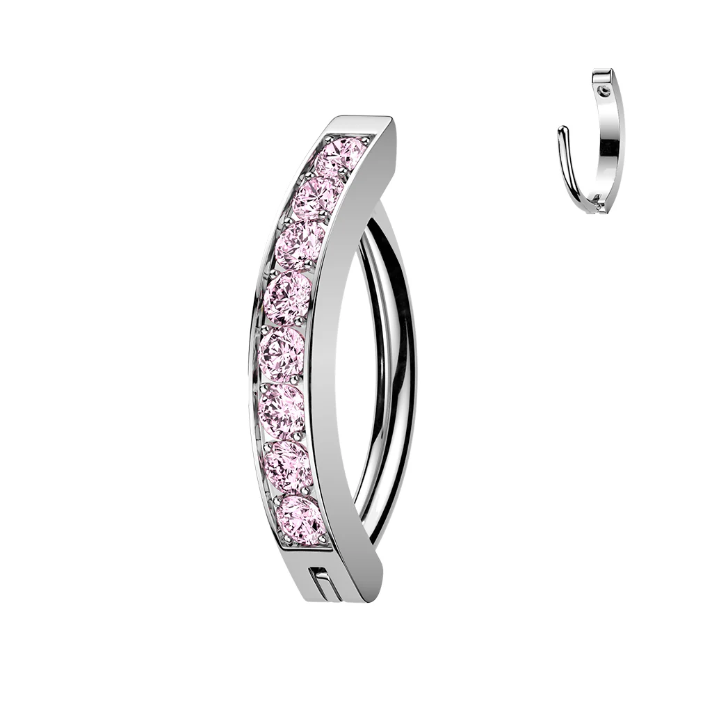 Titanium Hinged Hood With 2mm CNC Set CZ Belly Button Ring - Image 6