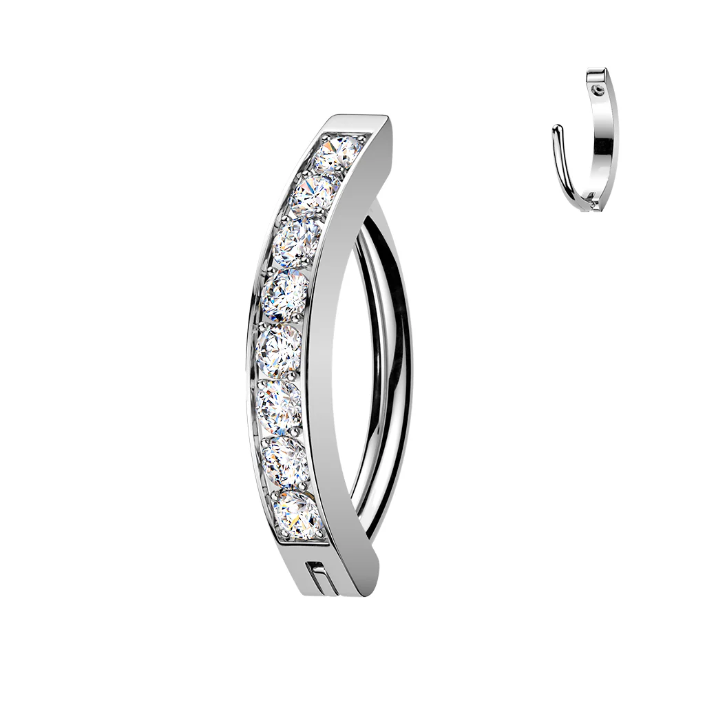 Titanium Hinged Hood With 2mm CNC Set CZ Belly Button Ring - Image 8