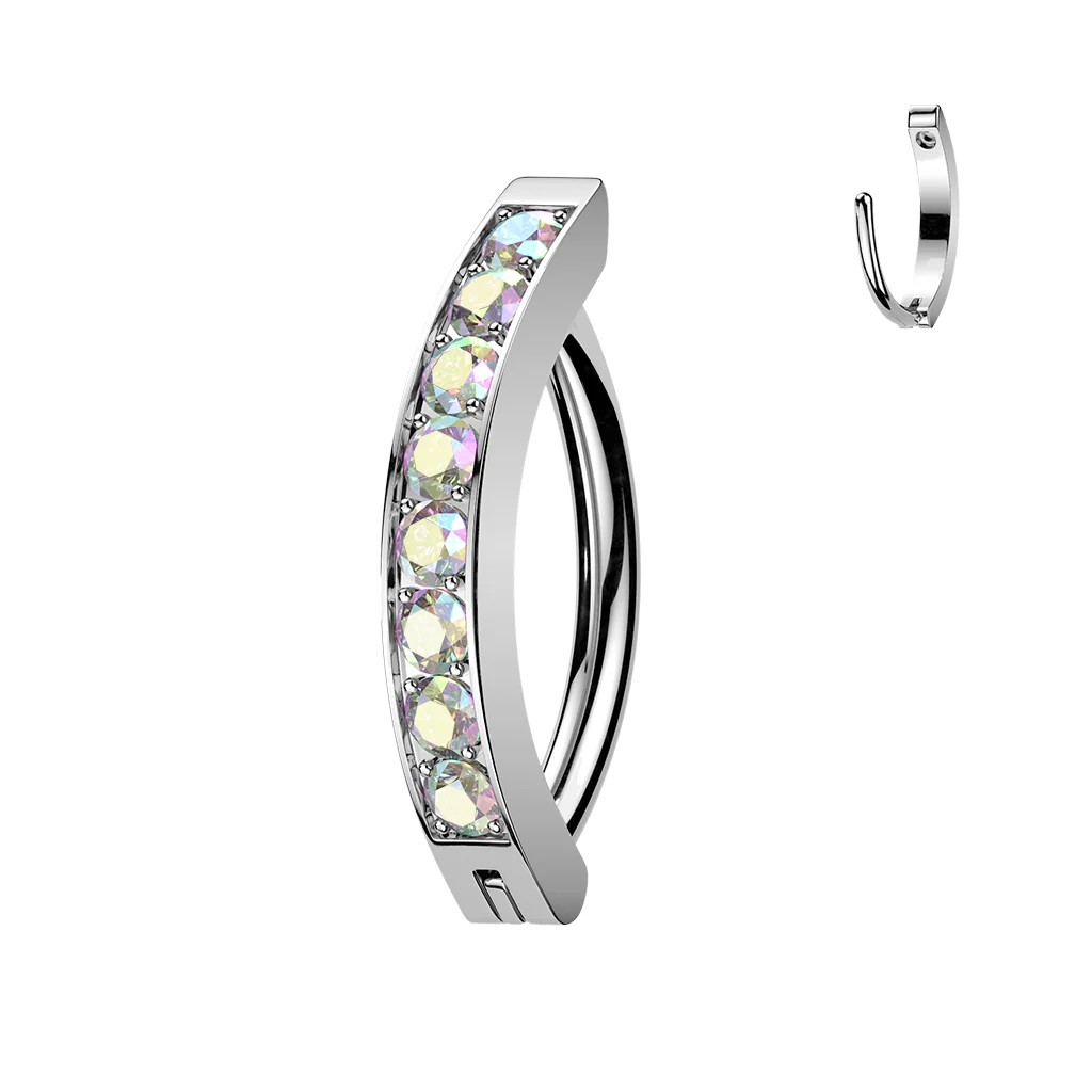 Titanium Hinged Hood With 2mm CNC Set CZ Belly Button Ring - Image 9