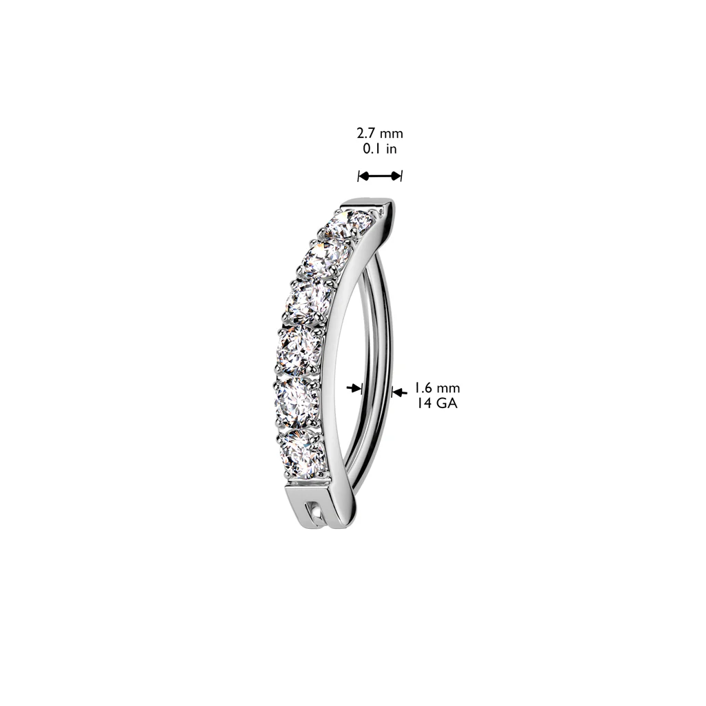 Titanium Hinged Hood With CNC Set CZ Comfortable Belly Button Ring - Image 4