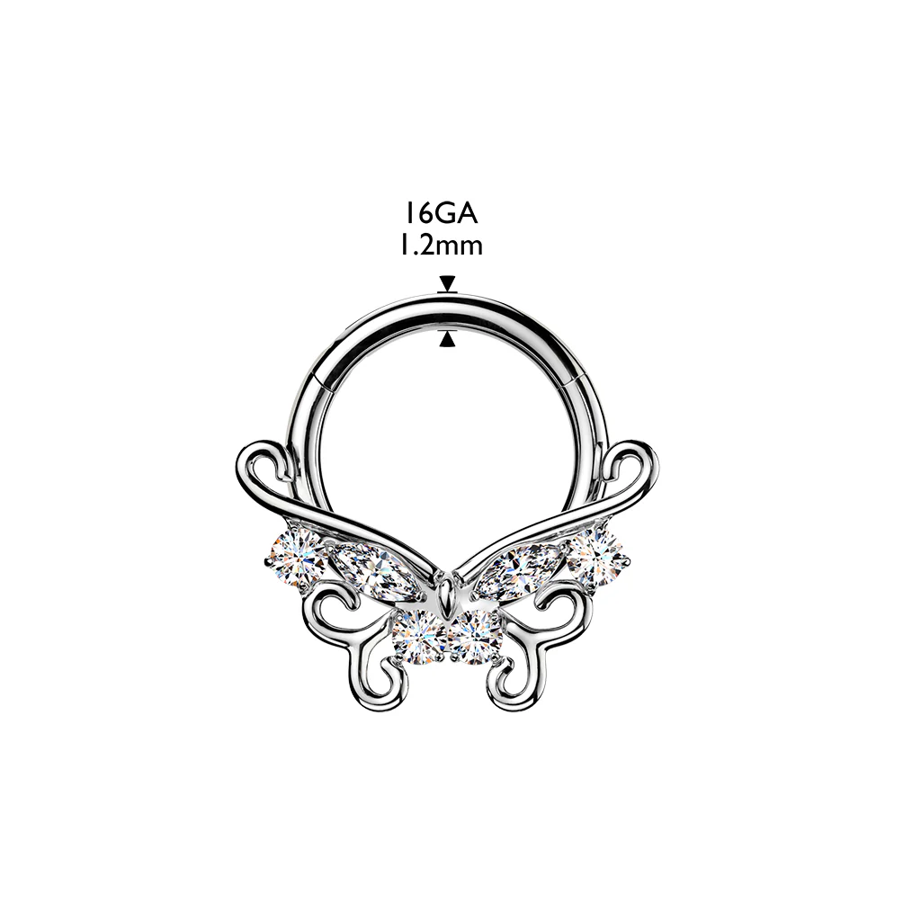 Titanium Hinged Segment Butterfly Hoop Ring Daith Septum Cartilage - Image 4