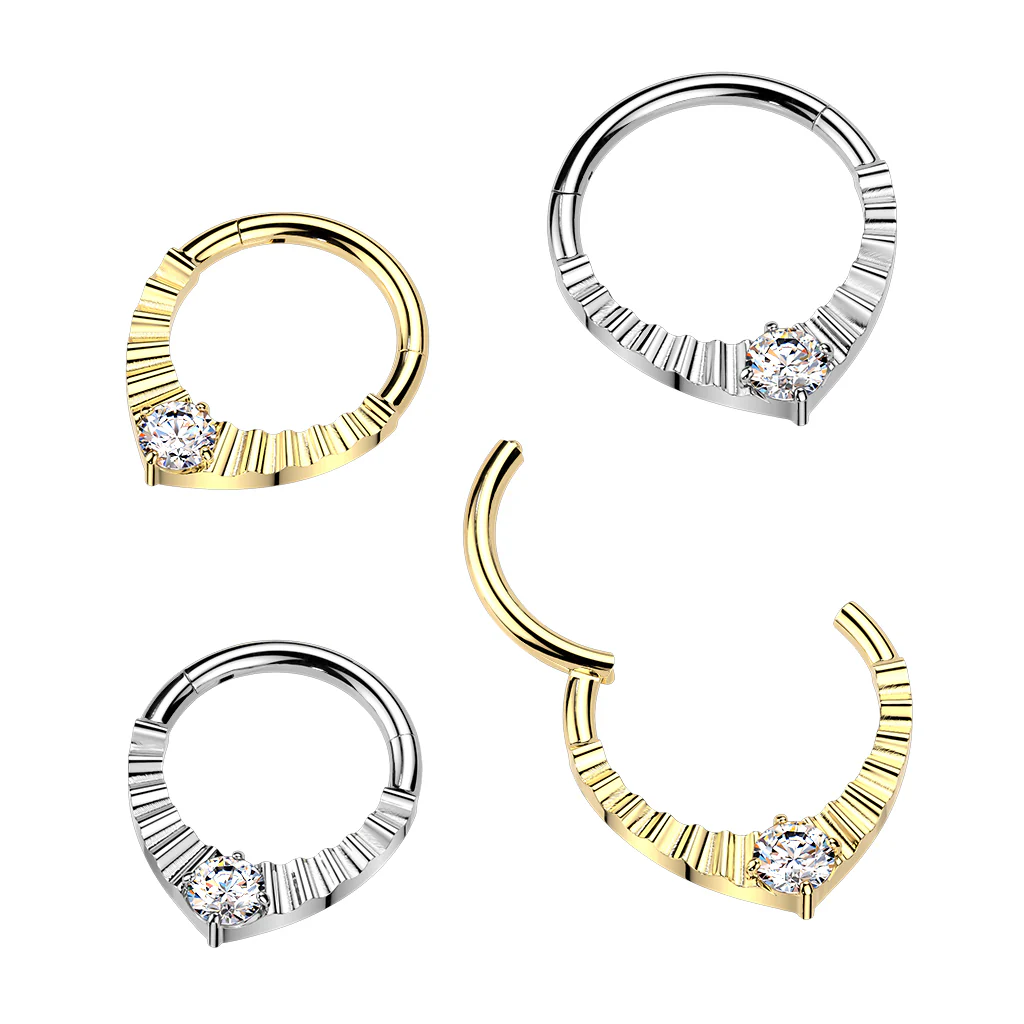 Titanium Hinged Segment Teardrop Hoop Ring Daith Septum Cartilage - Image 4