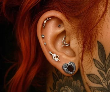 Pair Double Flared Angel Wings 316L Surgical Steel Ear Tunnel Plug