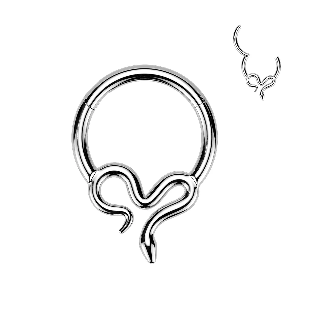 Titanium Hinged Slithering Snake Segment Hoop Ring Daith Septum Cartilage - Image 3