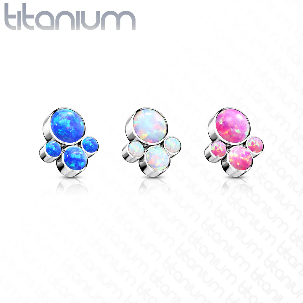 Titanium Bezel Opal 4 Clusters Top for Lip Eyebrow Dermal - Image 7