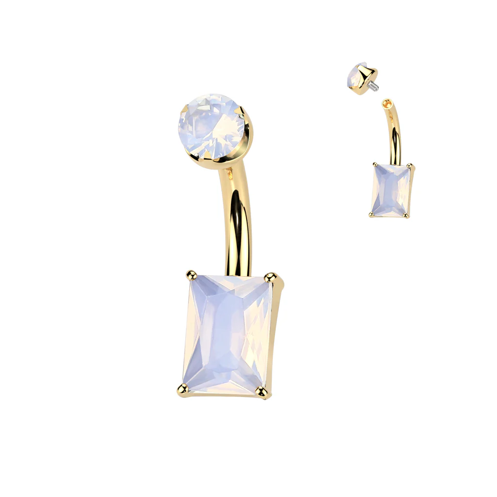 Titanium Internally Threaded Natural Gem Stone Belly Button Ring - Image 9