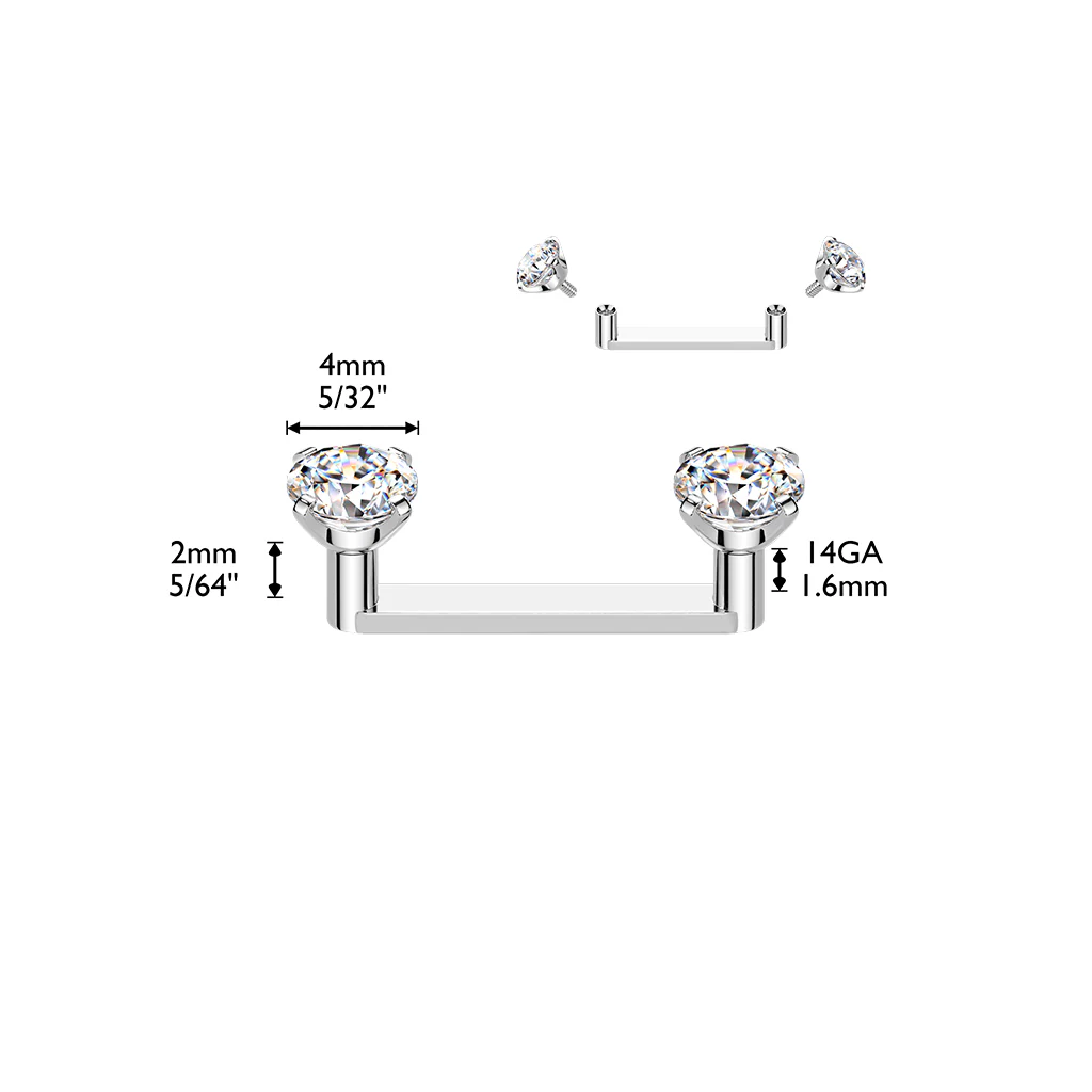 Titanium Prong CZ Top Anchor Dermal Surface Bar Piercing 14G - Image 3