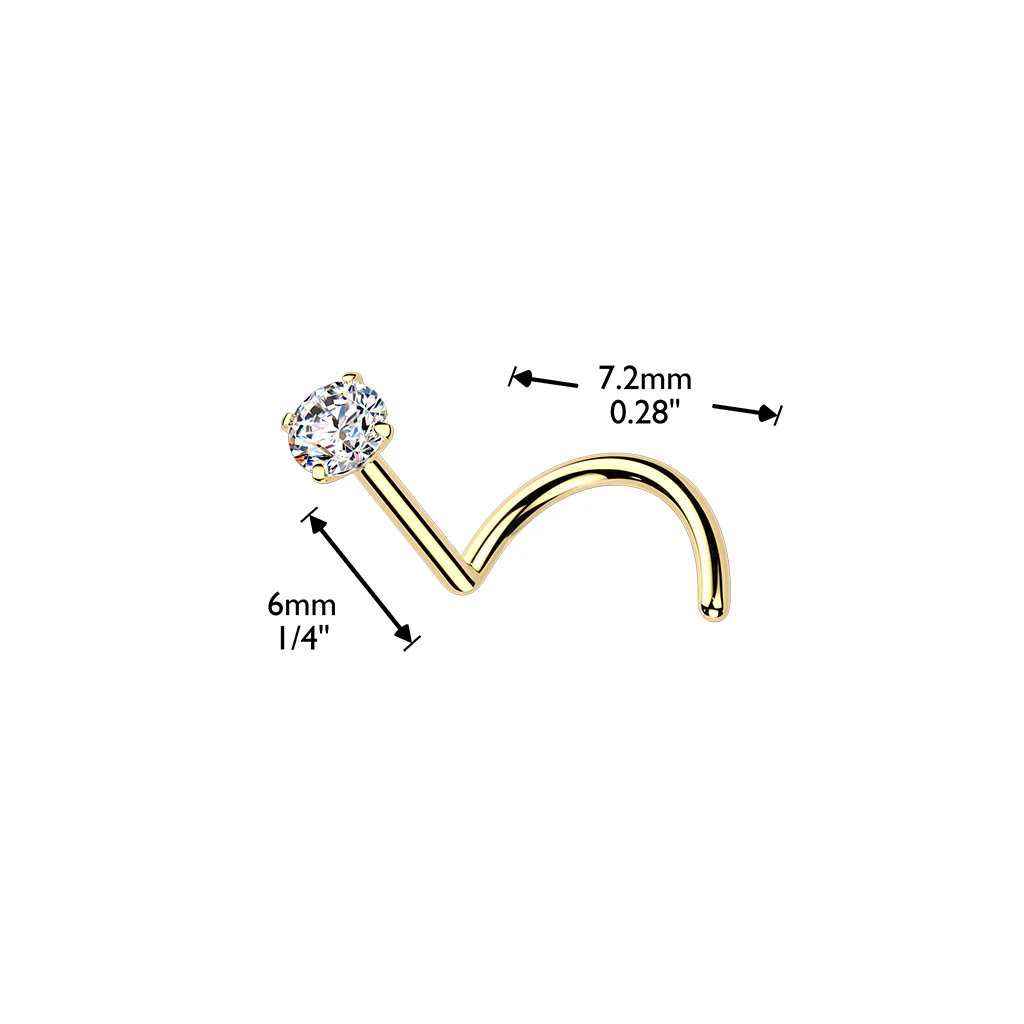 Titanium Round Moissanite Stone Nose Screw Ring - Image 2