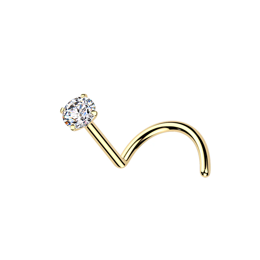 Titanium Round Moissanite Stone Nose Screw Ring - Image 3