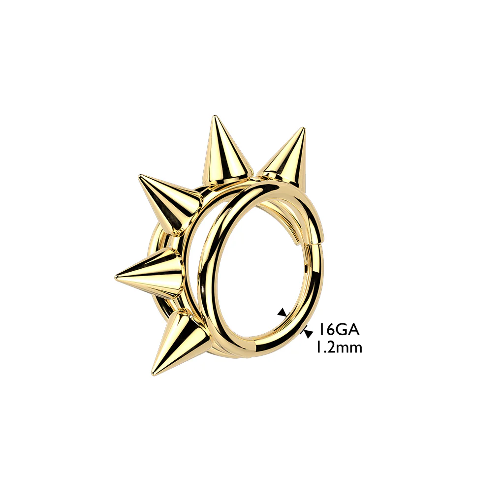 Titanium Spikes Hinged Segment Triple Hoop Ring For Helix Cartilage 16G - Image 2