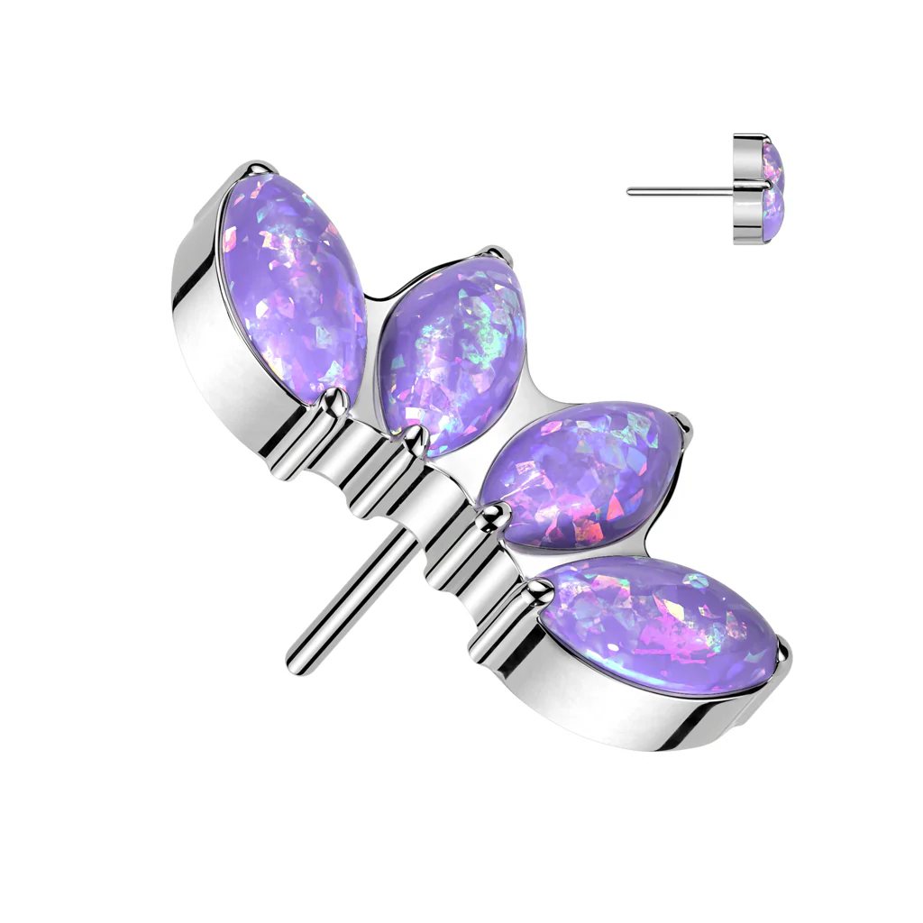 Titanium Threadless Floating Convex Base Natural Stone Top Belly Button Ring - Image 10