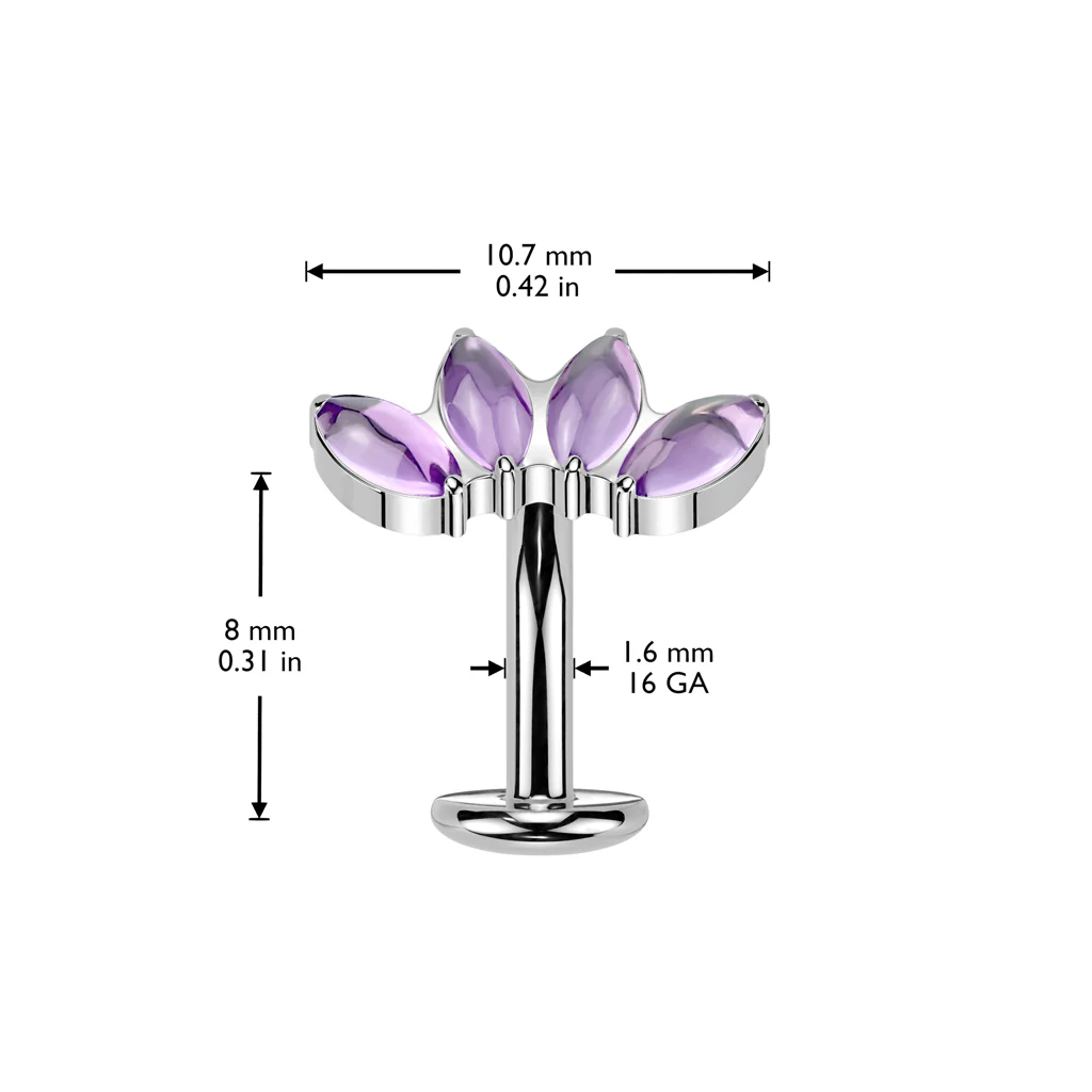 Titanium Threadless Floating Convex Base Natural Stone Top Belly Button Ring - Image 4