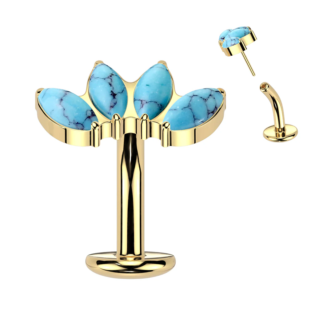 Titanium Threadless Floating Convex Base Natural Stone Top Belly Button Ring - Image 5