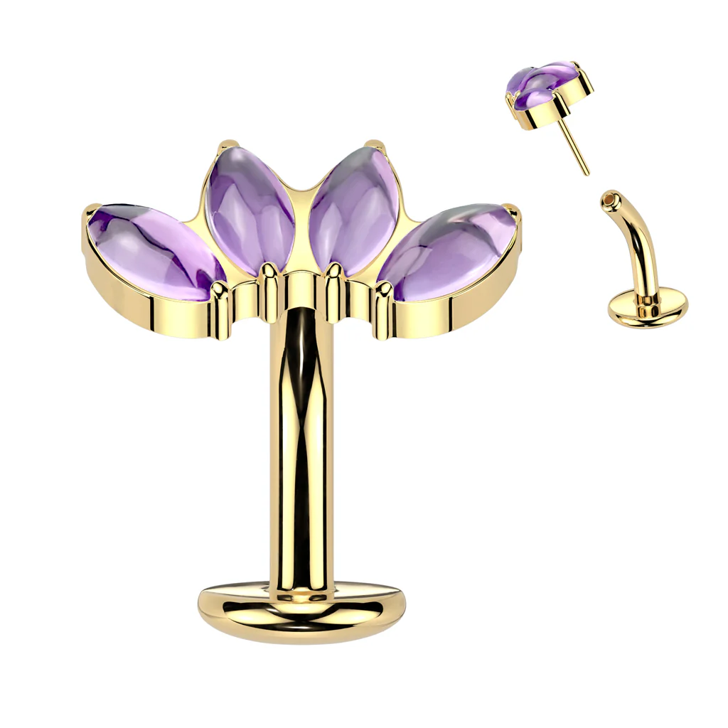 Titanium Threadless Floating Convex Base Natural Stone Top Belly Button Ring - Image 6