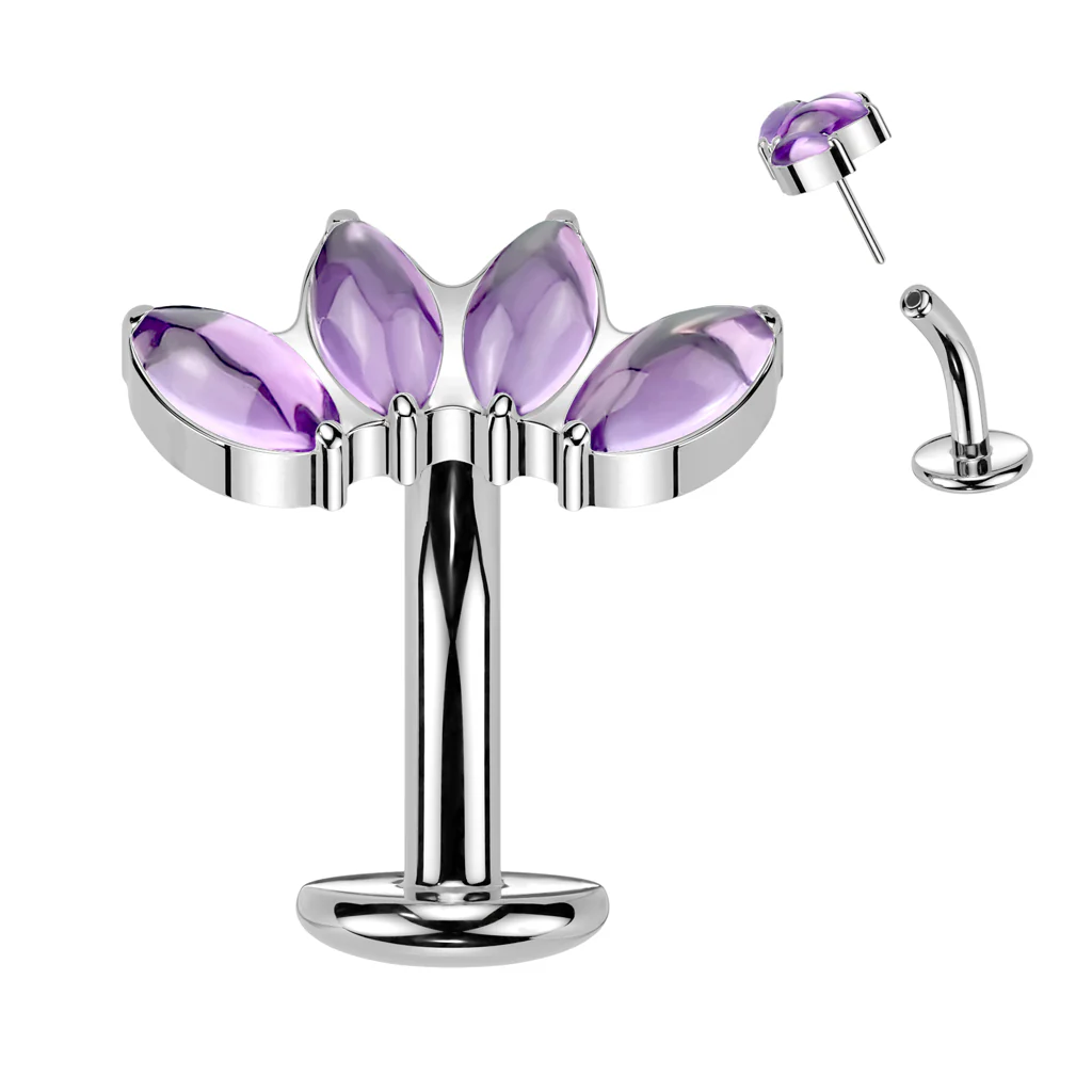 Titanium Threadless Floating Convex Base Natural Stone Top Belly Button Ring - Image 7