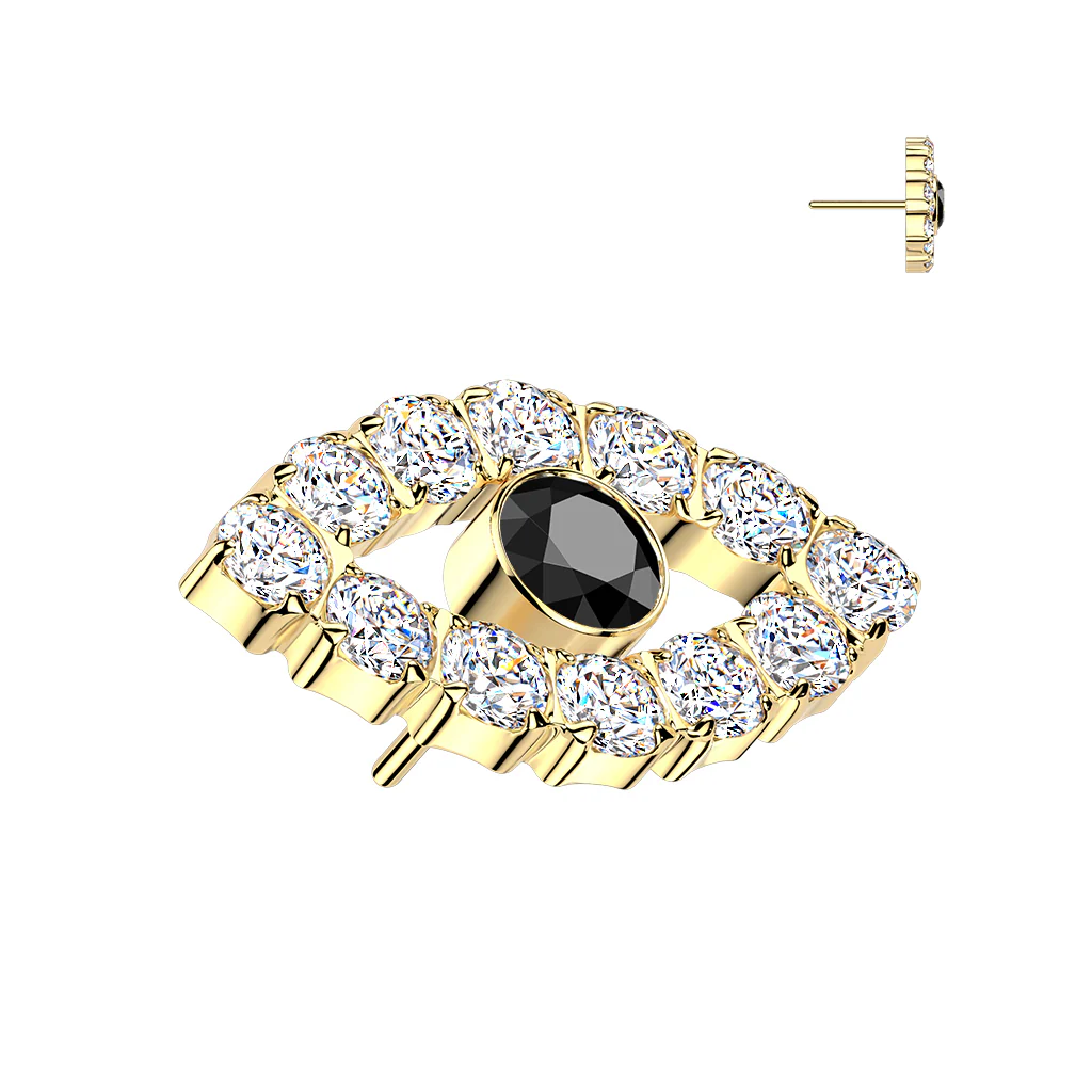 Titanium Threadless Floating Convex Base Evil Eye Top Belly Button Ring - Image 4