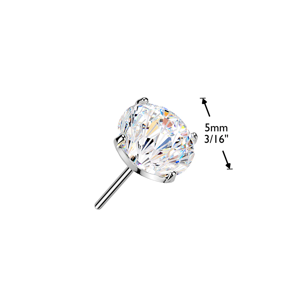Titanium Threadless Floating Convex Base Fireworks Cut CZ Top Belly Button Ring - Image 12
