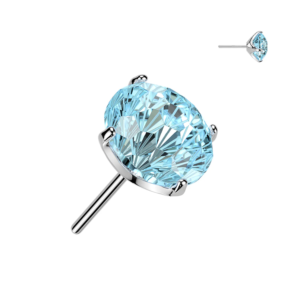 Titanium Threadless Floating Convex Base Fireworks Cut CZ Top Belly Button Ring - Image 14