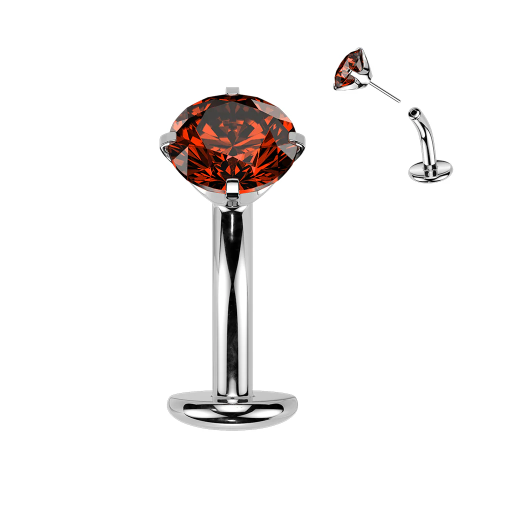 Titanium Threadless Floating Convex Base Prong Set CZ Top Belly Button Ring - Image 8