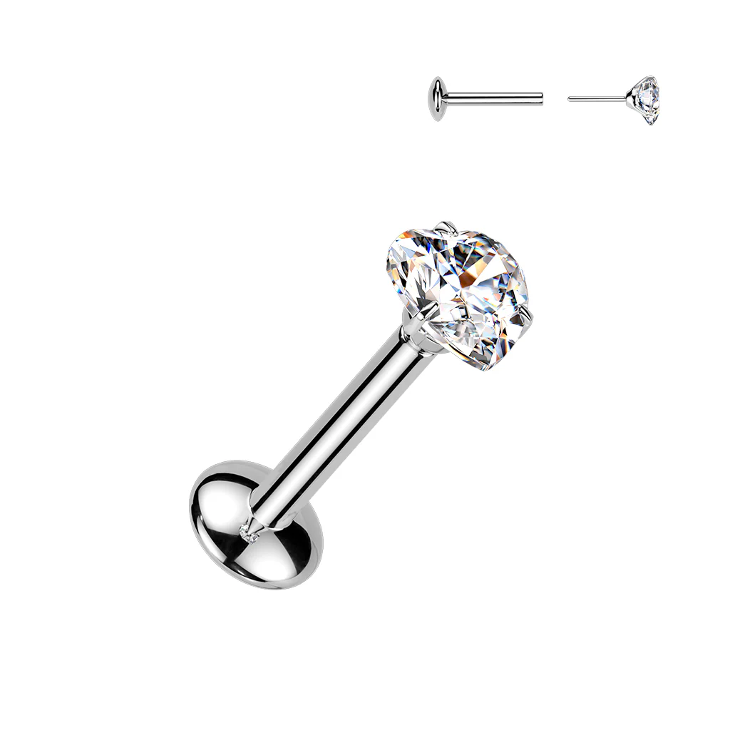 Titanium Threadless Heart Moissanite Top Labret Tragus Lobe Helix - Image 4
