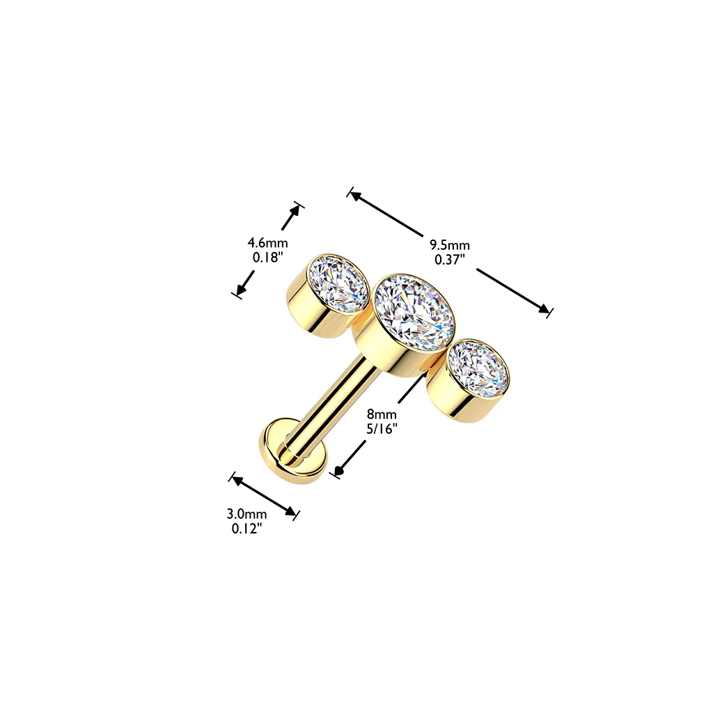 Titanium Threadless Push in 3 Bezel CZ Curve Top Cartilage - Image 6