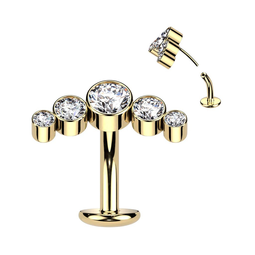 Titanium Threadless Push In 5 Round CZ Replacement Top Belly Ear - Image 3