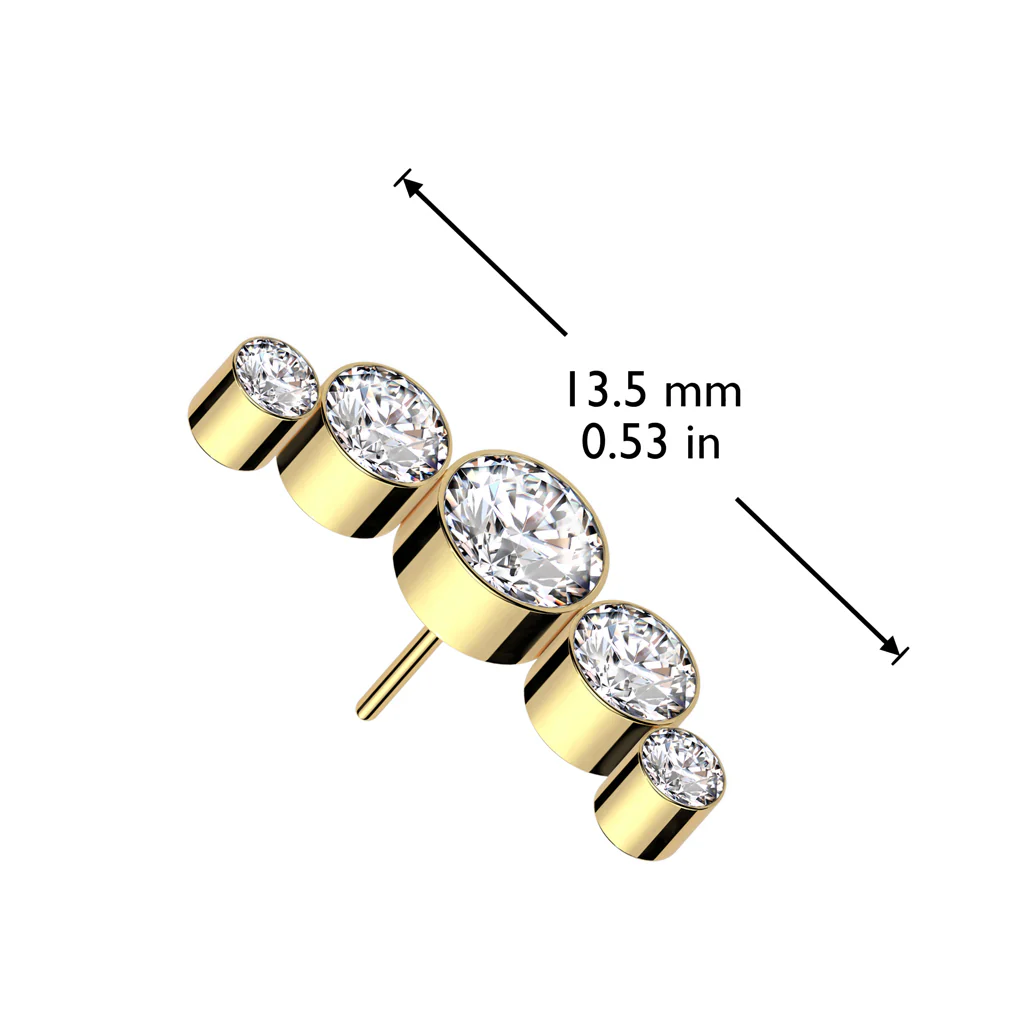 Titanium Threadless Push In 5 Round CZ Replacement Top Belly Ear - Image 4