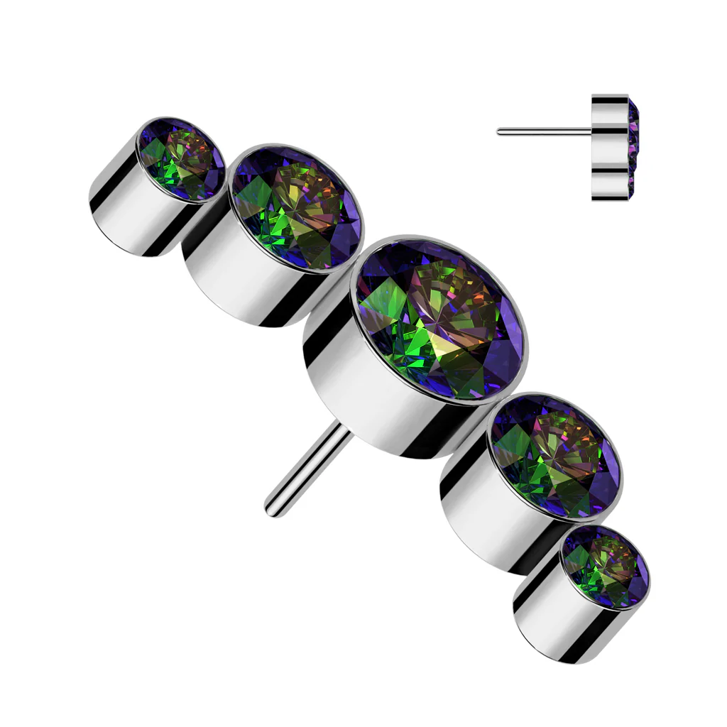 Titanium Threadless Push In 5 Round CZ Replacement Top Belly Ear - Image 5
