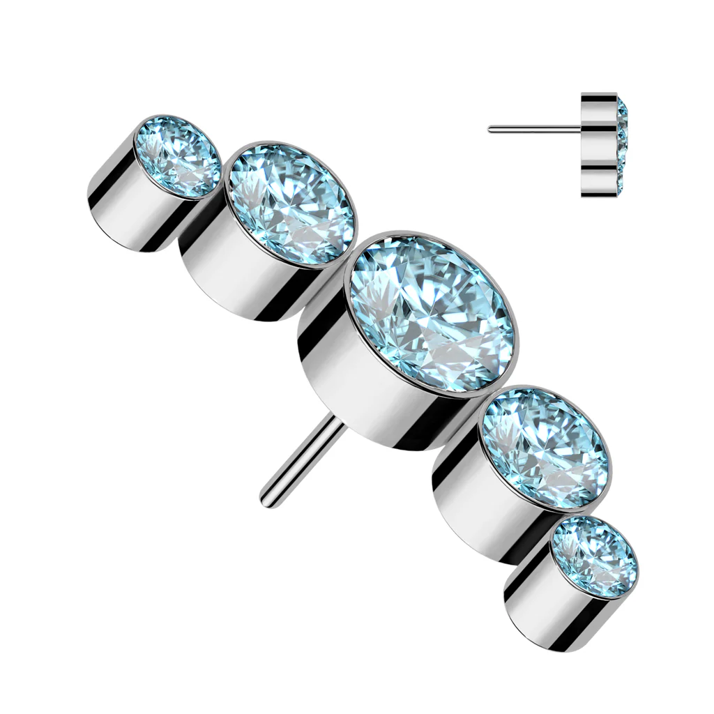 Titanium Threadless Push In 5 Round CZ Replacement Top Belly Ear - Image 6