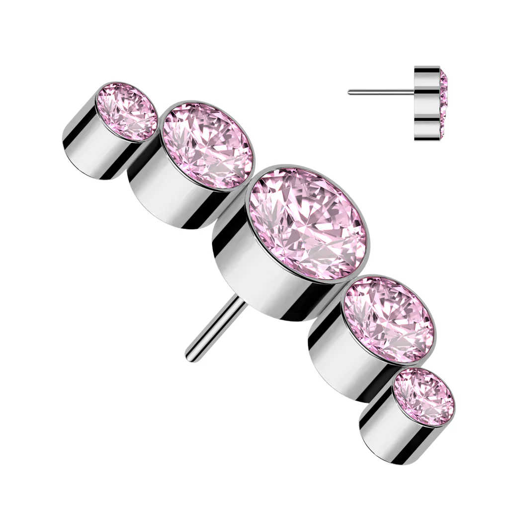 Titanium Threadless Push In 5 Round CZ Replacement Top Belly Ear - Image 7