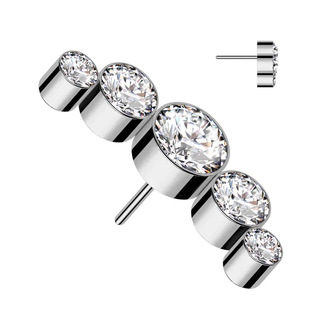 Titanium Threadless Push In 5 Round CZ Replacement Top Belly Ear - Image 8