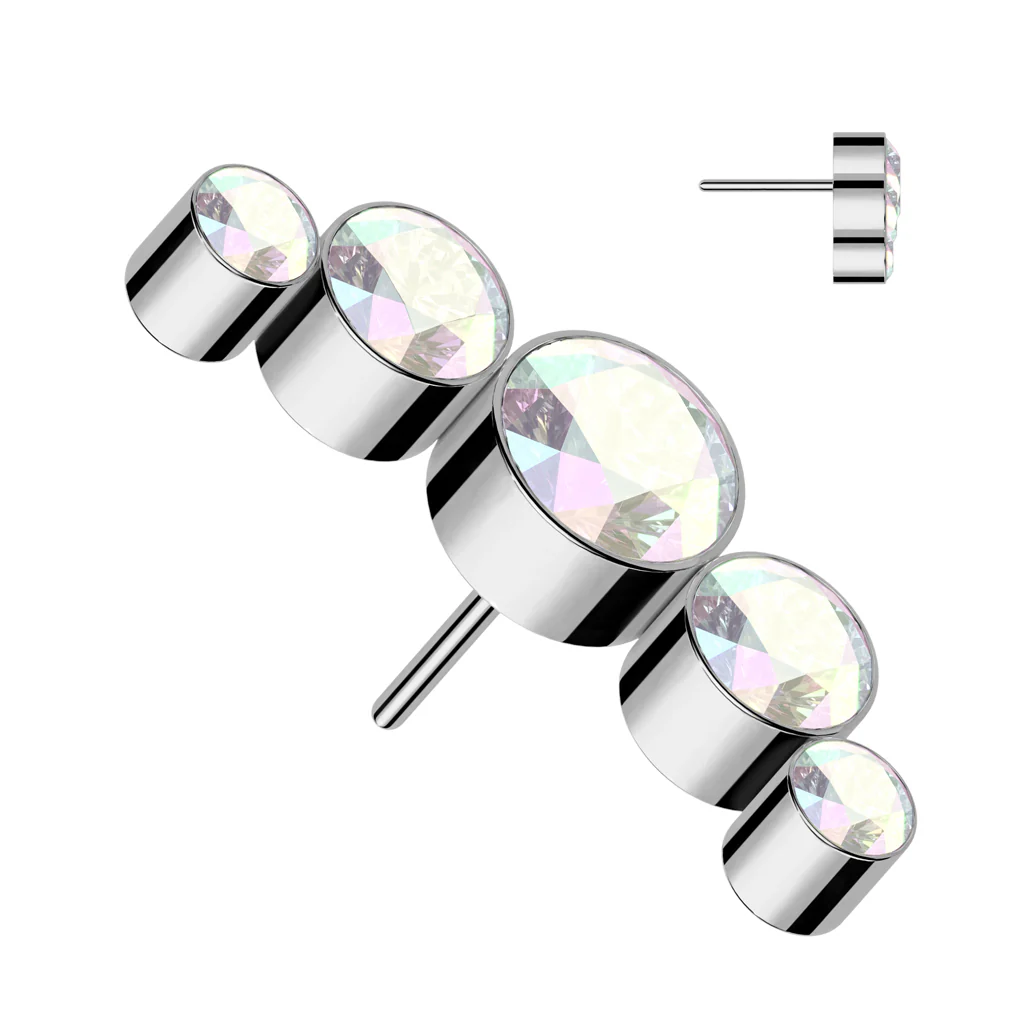 Titanium Threadless Push In 5 Round CZ Replacement Top Belly Ear - Image 9