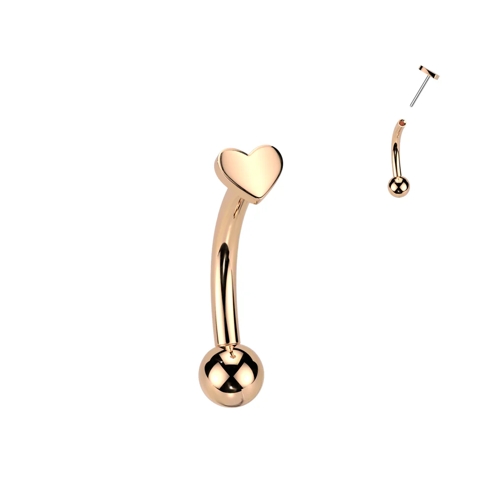 Cute! Titanium Threadless Push In Heart Shape Top Eyebrow Barbell - Image 3