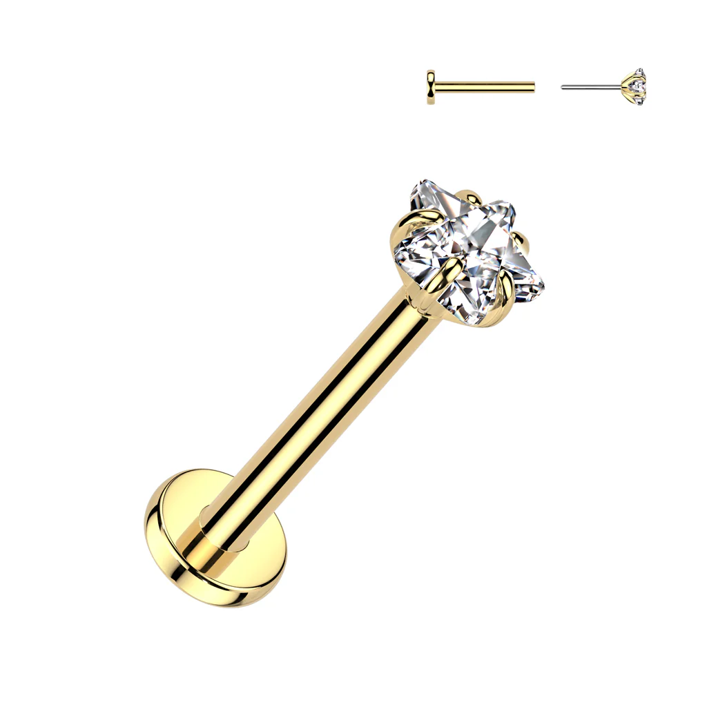 Titanium Threadless Push In Labret With Star CZ Top Tragus - Image 3