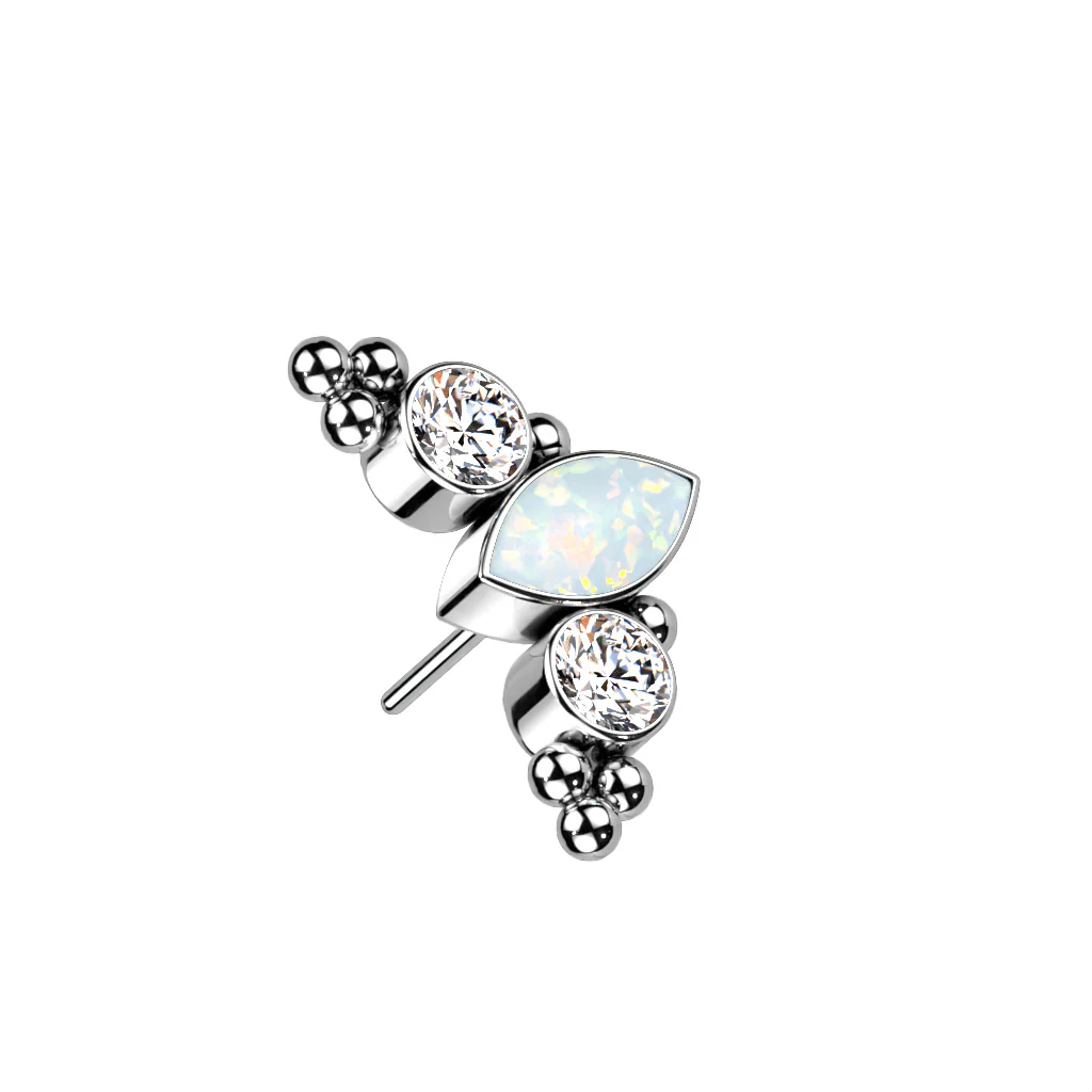 Titanium Threadless Push In Marquise CZ Replacement Top Belly Lip - Image 4